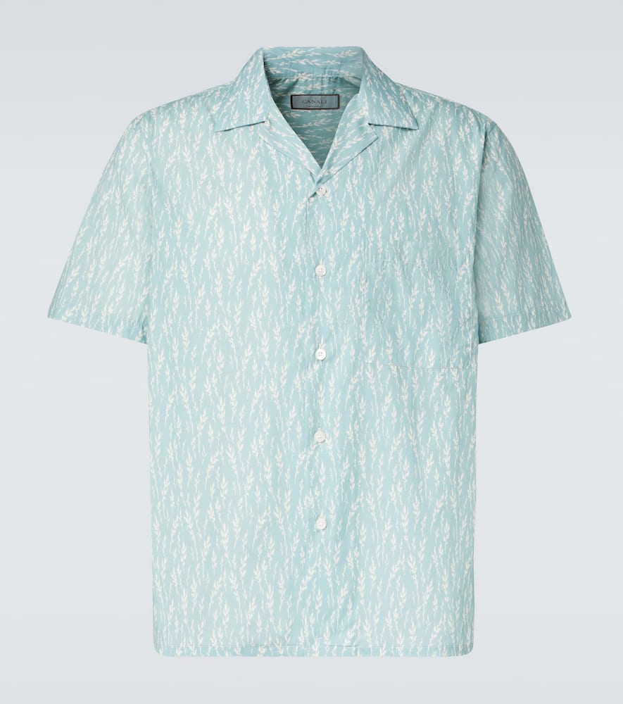 Printed cotton-blend bowling shirt