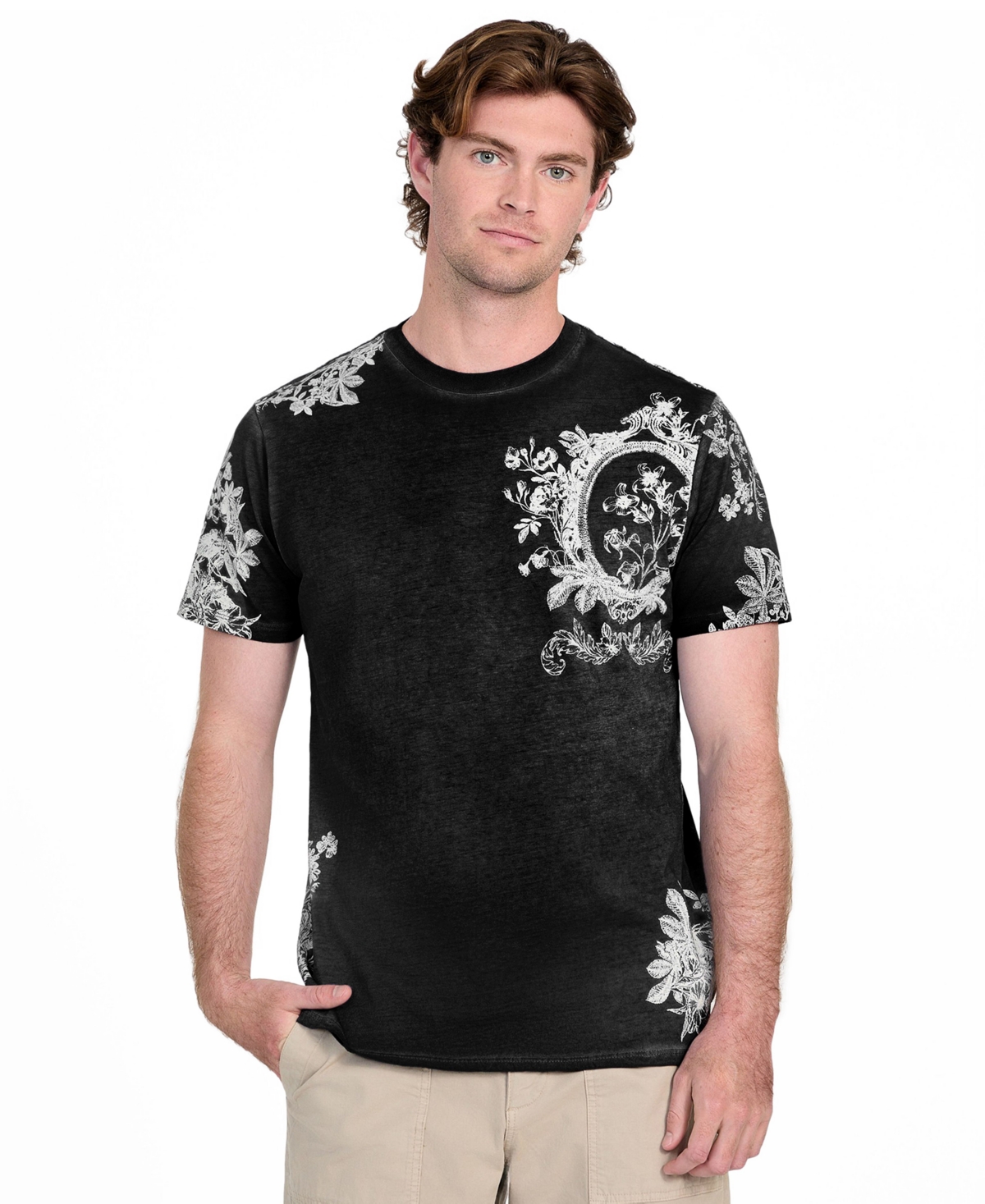 Men's Floral T-Shirt - Jet Black