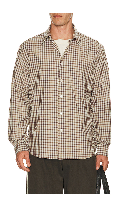 Theory Park Check Weekend Shirt in Brown. M. Also in XXL/2X