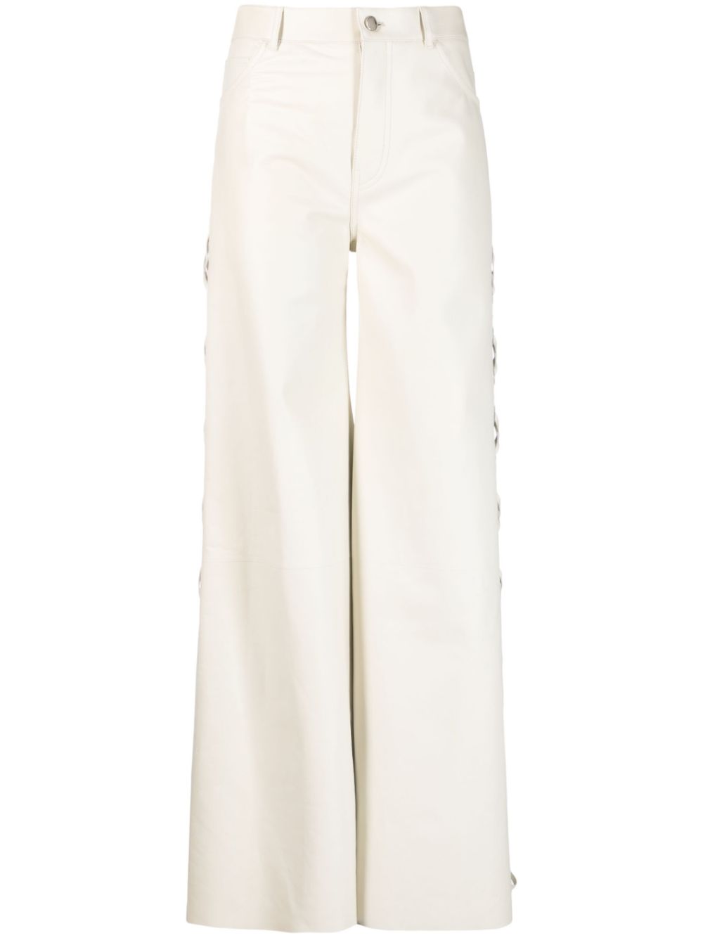 Lace-up leather trousers - 112 EDEN WHITE
