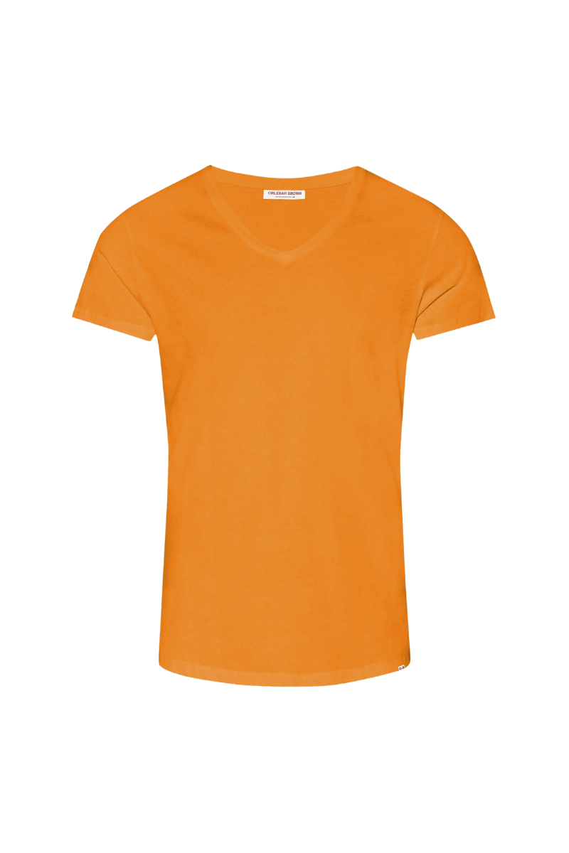 V-Neck Cotton T-shirt — Orange