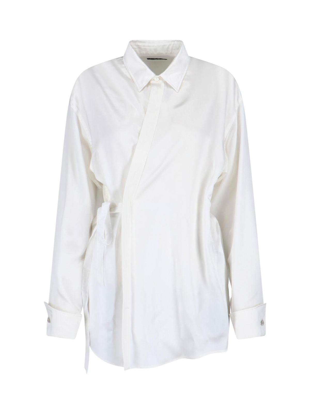 Lightweight Silk-Blend Button-Front Shirt for Women