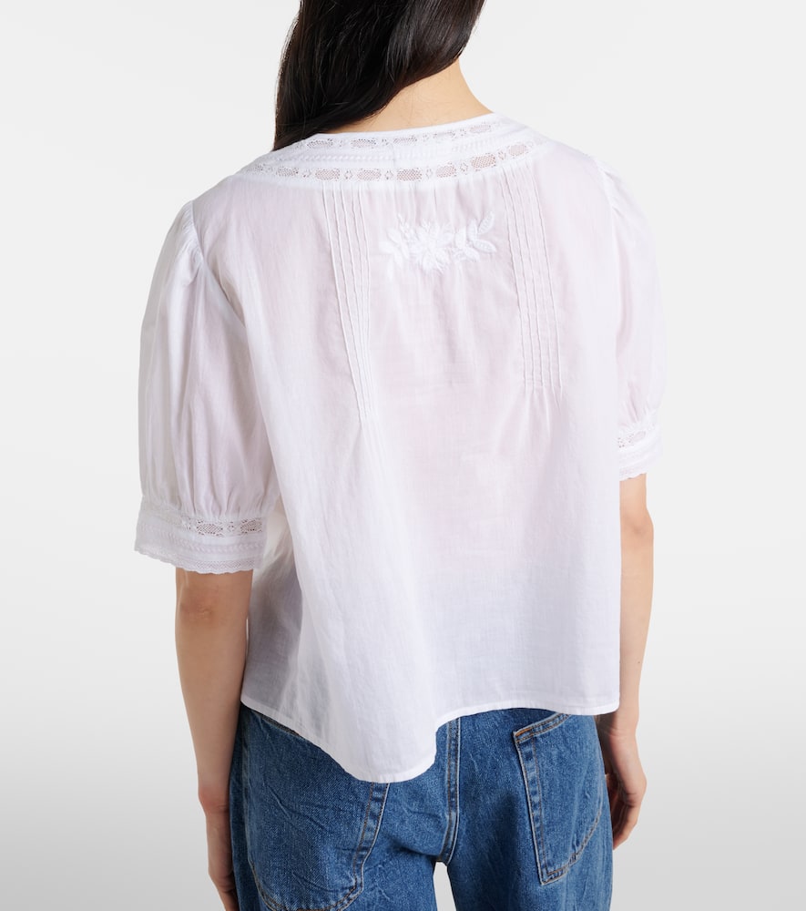 Mavis lace-trimmed cotton blouse