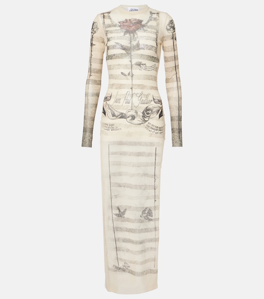 Trompe l'oeil mesh maxi dress