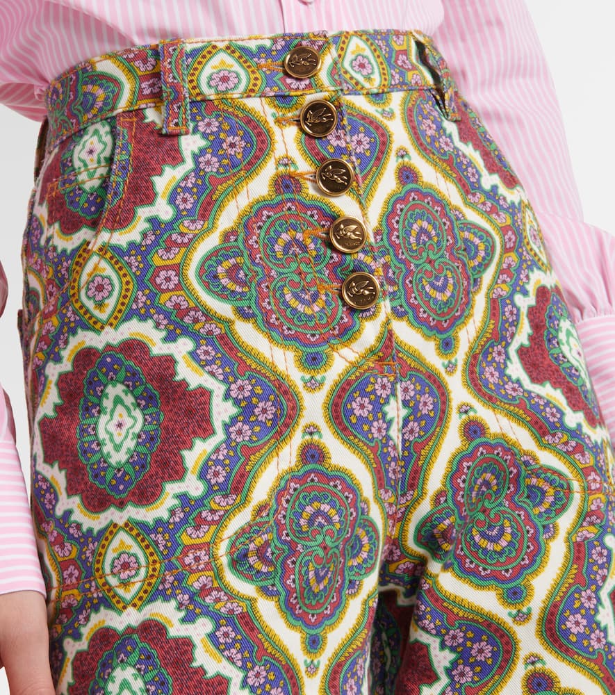 Printed high-rise wide-leg jeans