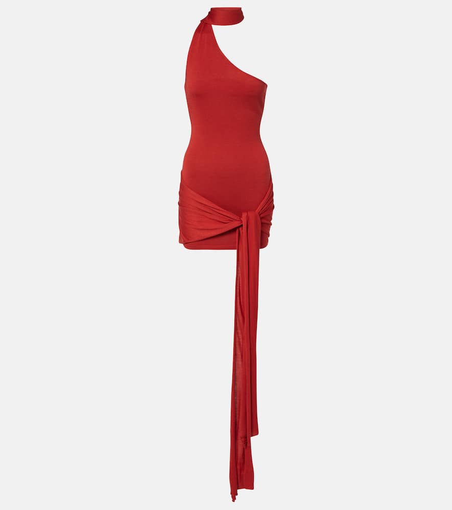 Draped silk-blend jersey minidress