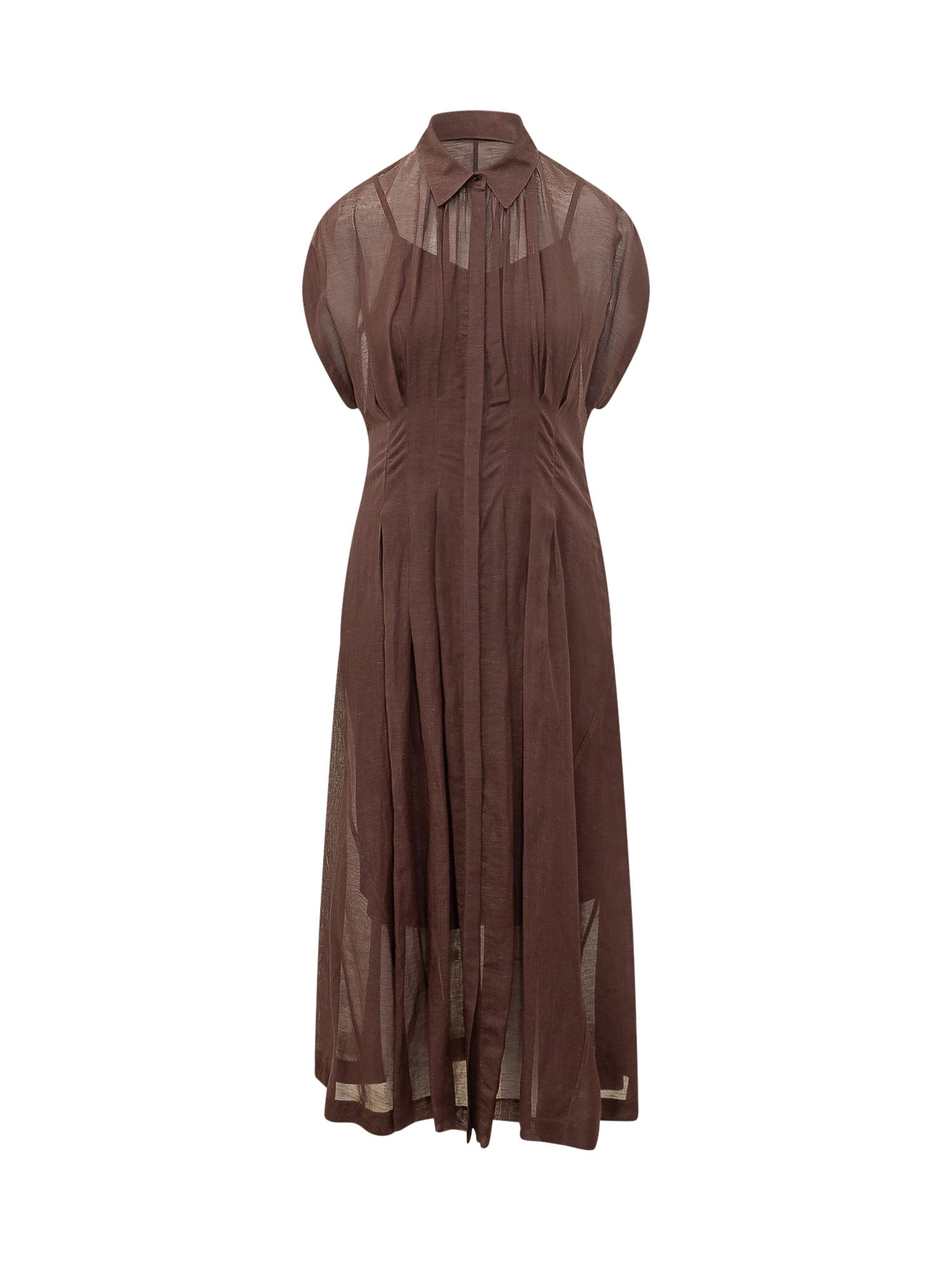 Sleeveless Long Dress with Collar