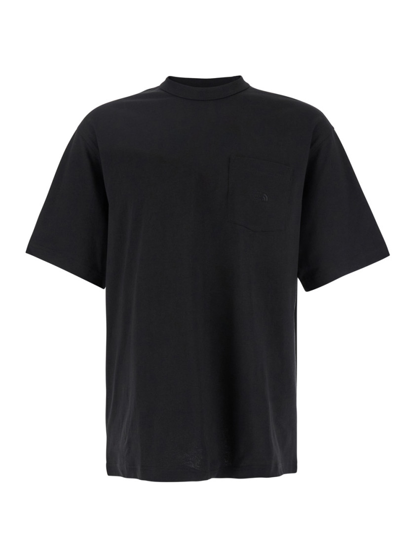 Black T-shirt With Tone-on-tone Logo Embroidered On The Chest In Cotton Man
