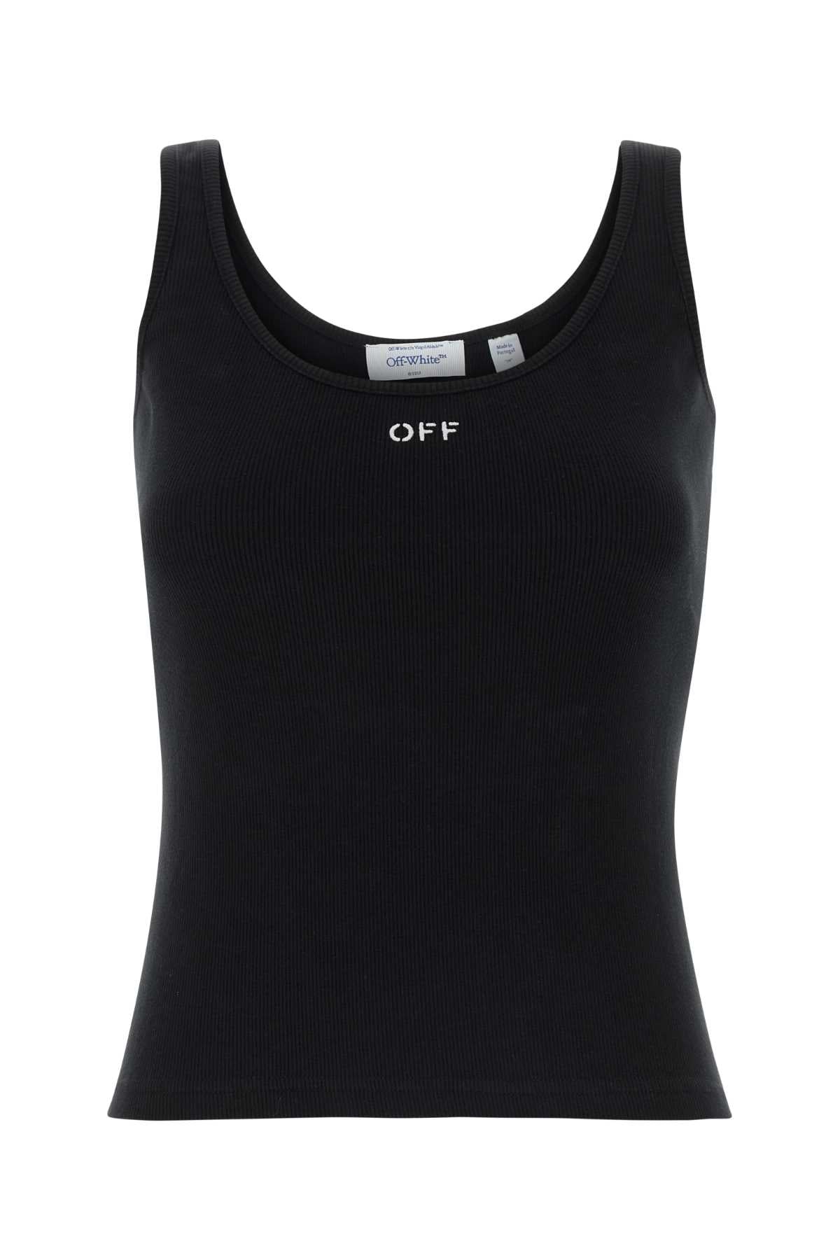 Ribbed Cotton-Elastane Tank Top — Black