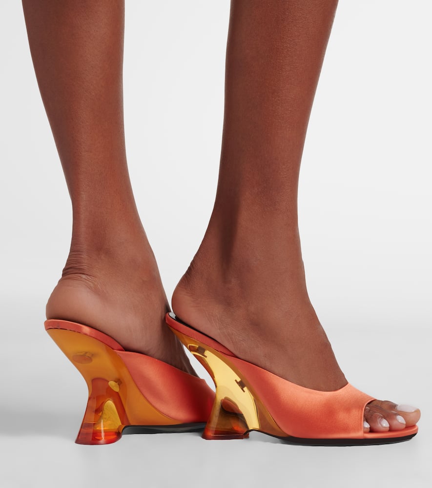 Satin wedge mules