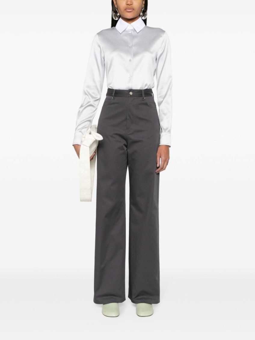 - High-waisted Cotton Trousers