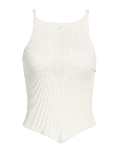 Courrèges Woman Top White Size M Viscose, Polyester
