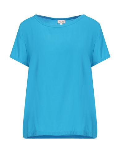 Woman Top Azure Size M Silk, Elastane