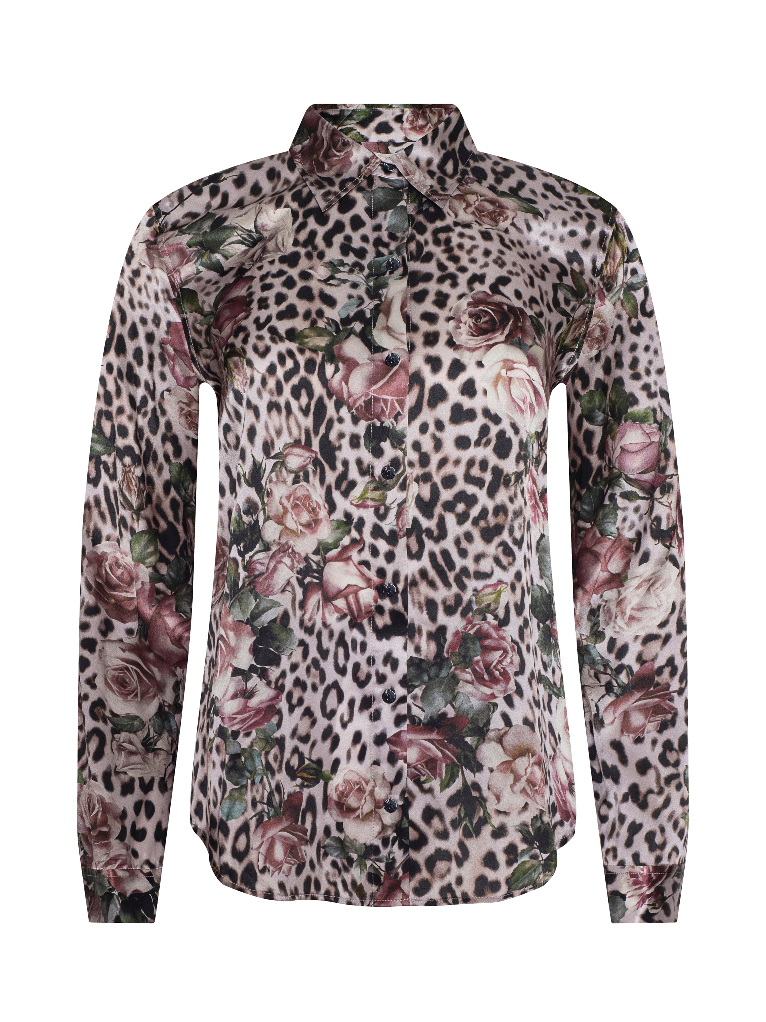 Tyler Silk Blouse Top In Multi Small Rose Cheetah
