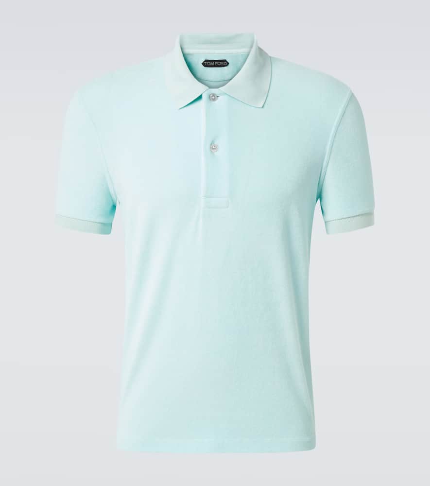 Cotton-blend terry polo shirt