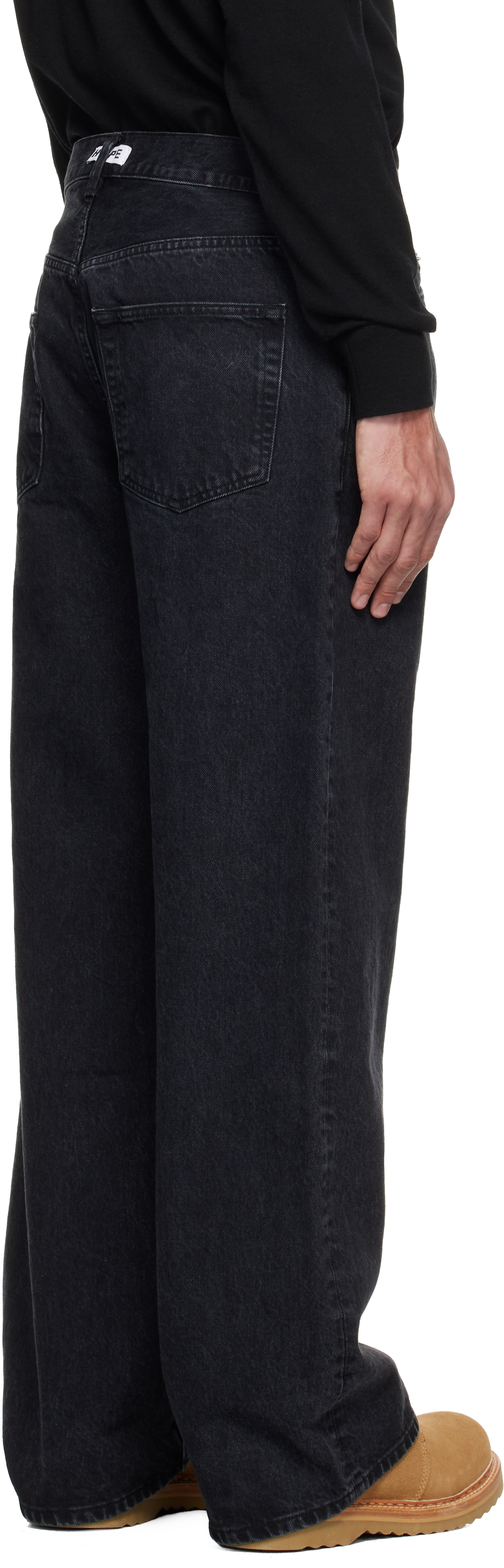 Black Wide-Leg Skid Jeans