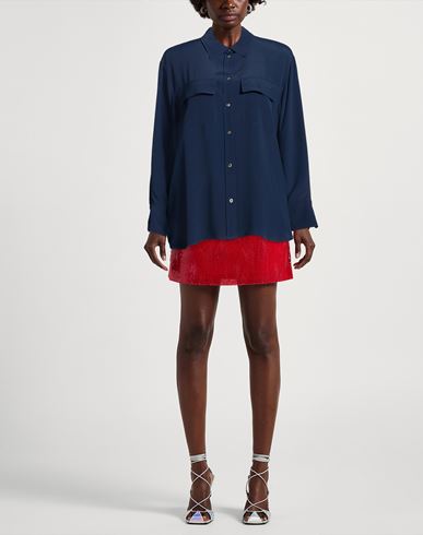 Woman Shirt Navy Size 10 Acetate, Silk
