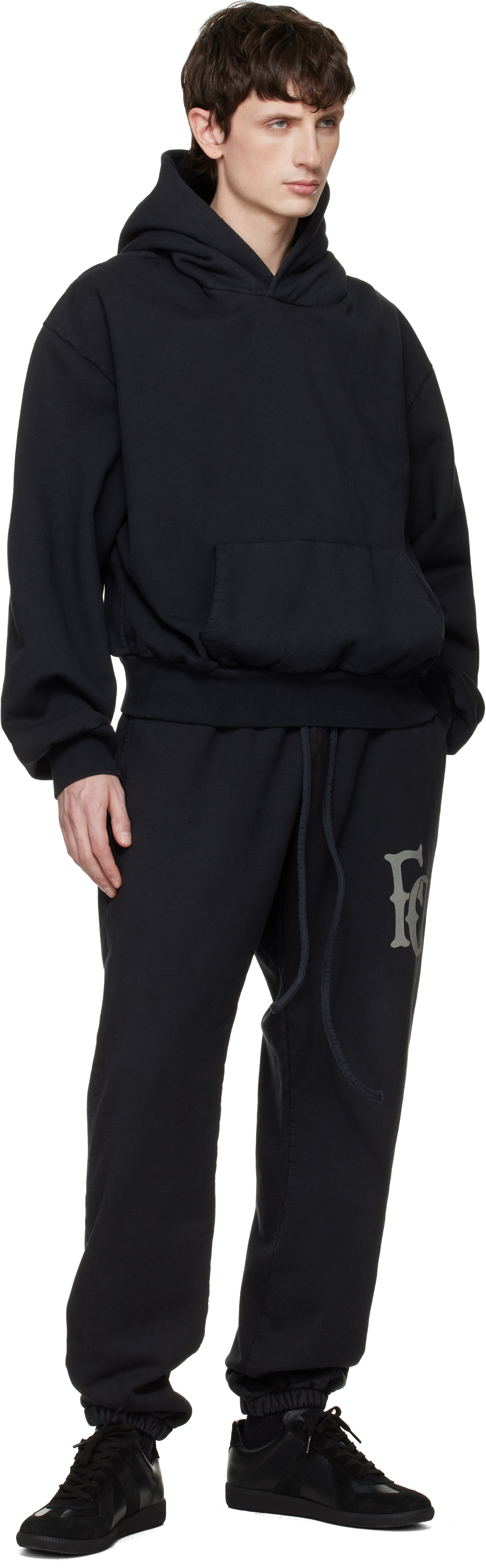 Black Sunfaded Classic Half Raglan Pocket Hoodie