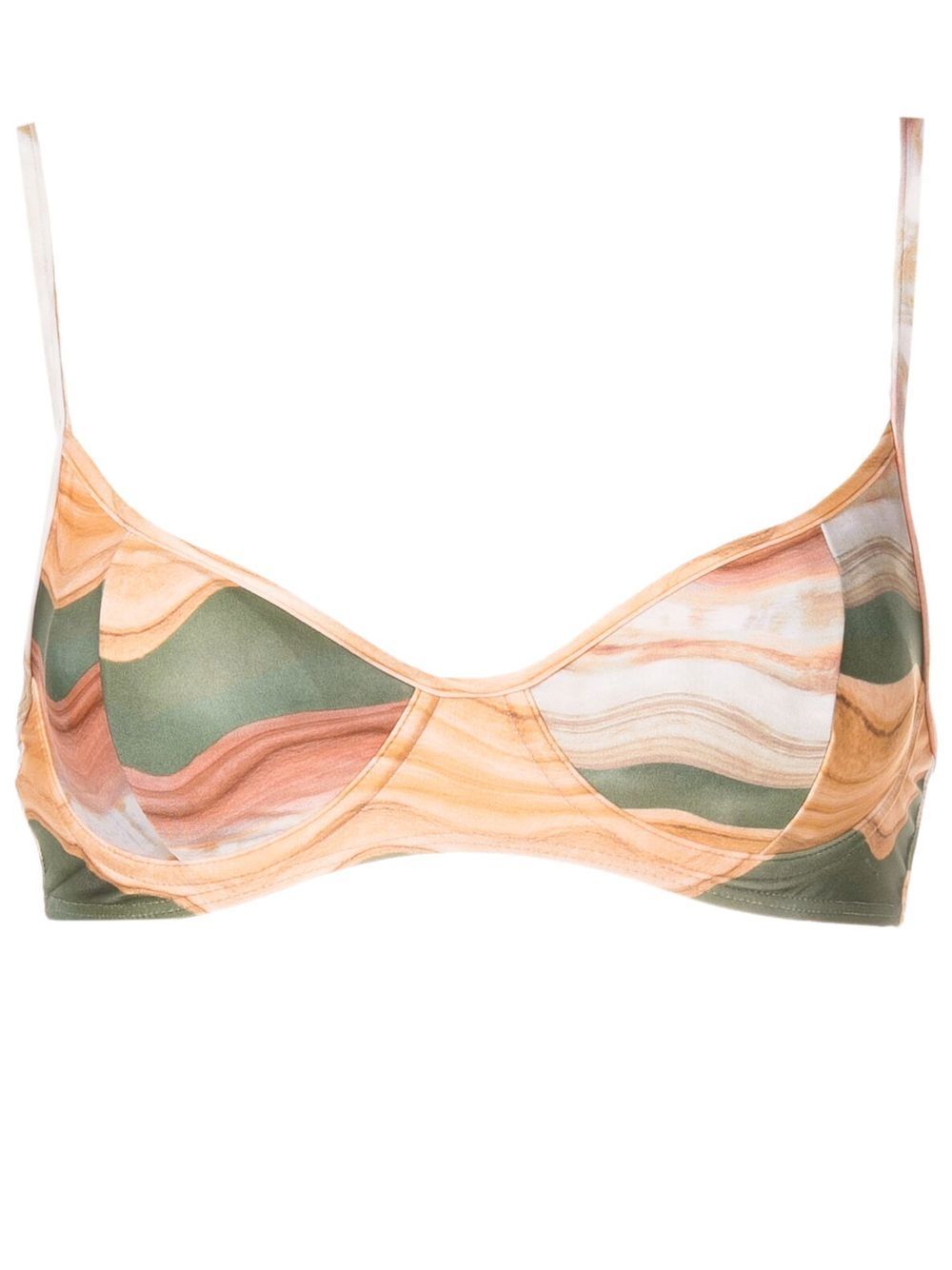 Fiji printed bikini top - Brown
