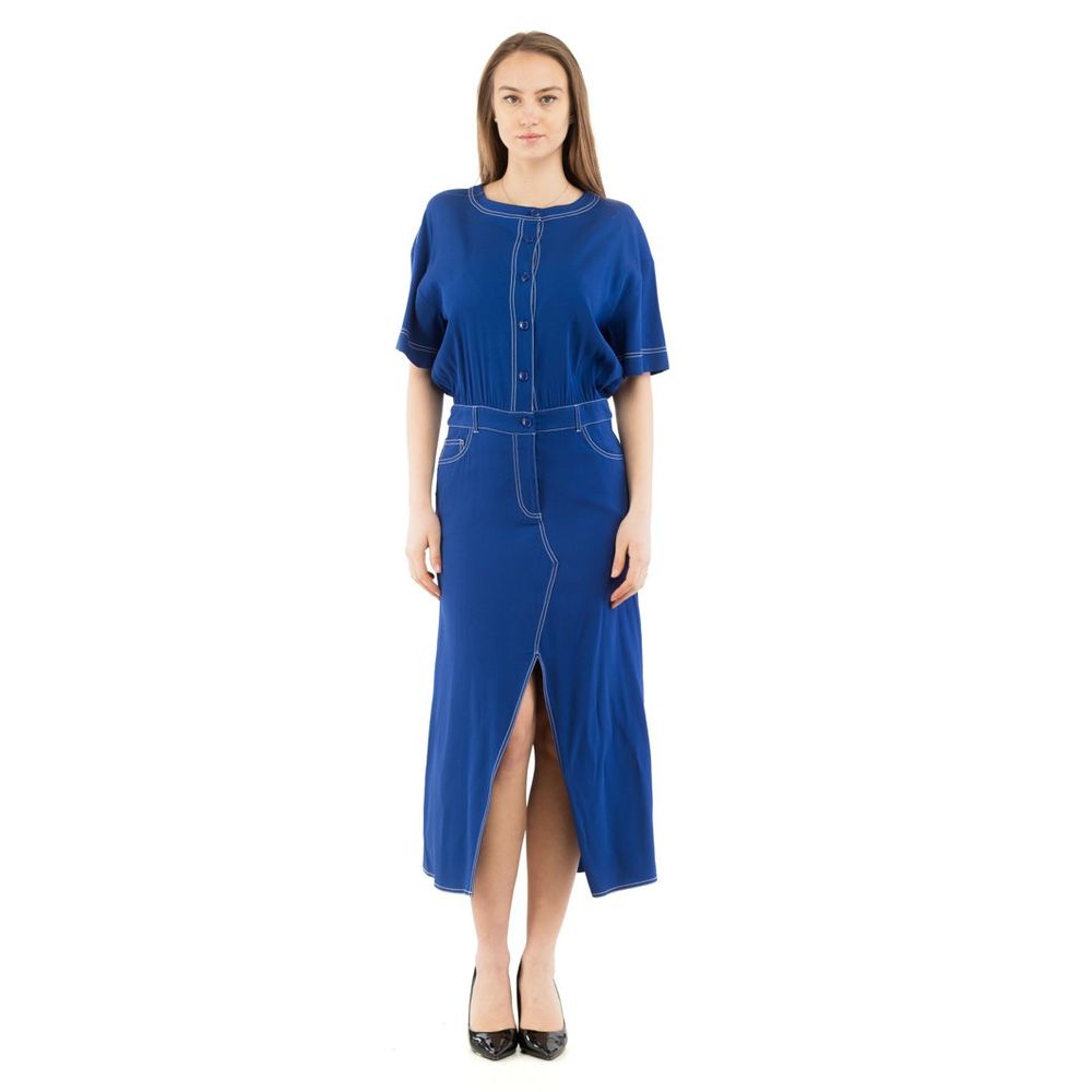 Contoured Denim Dress — Blue