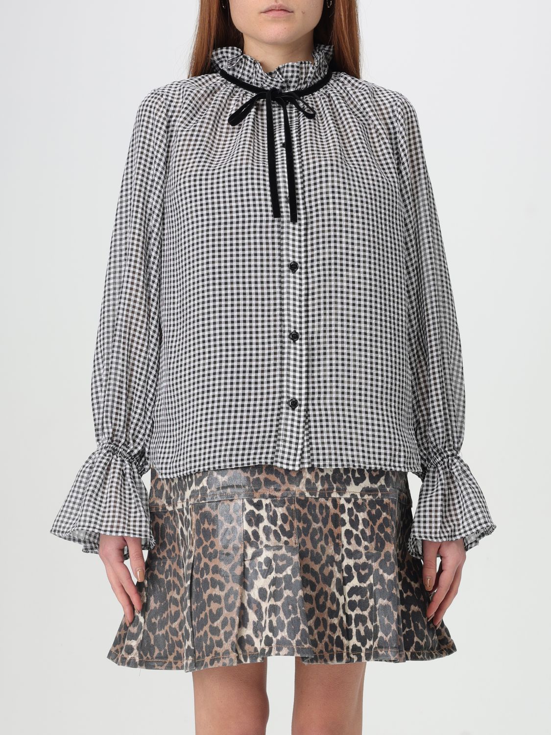 Sheer check shirt - Black
