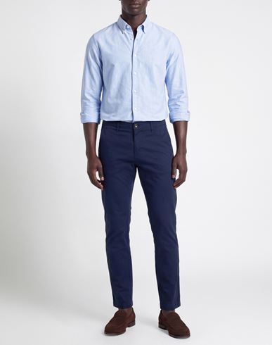 Man Pants Navy Size 42 Cotton, Elastane