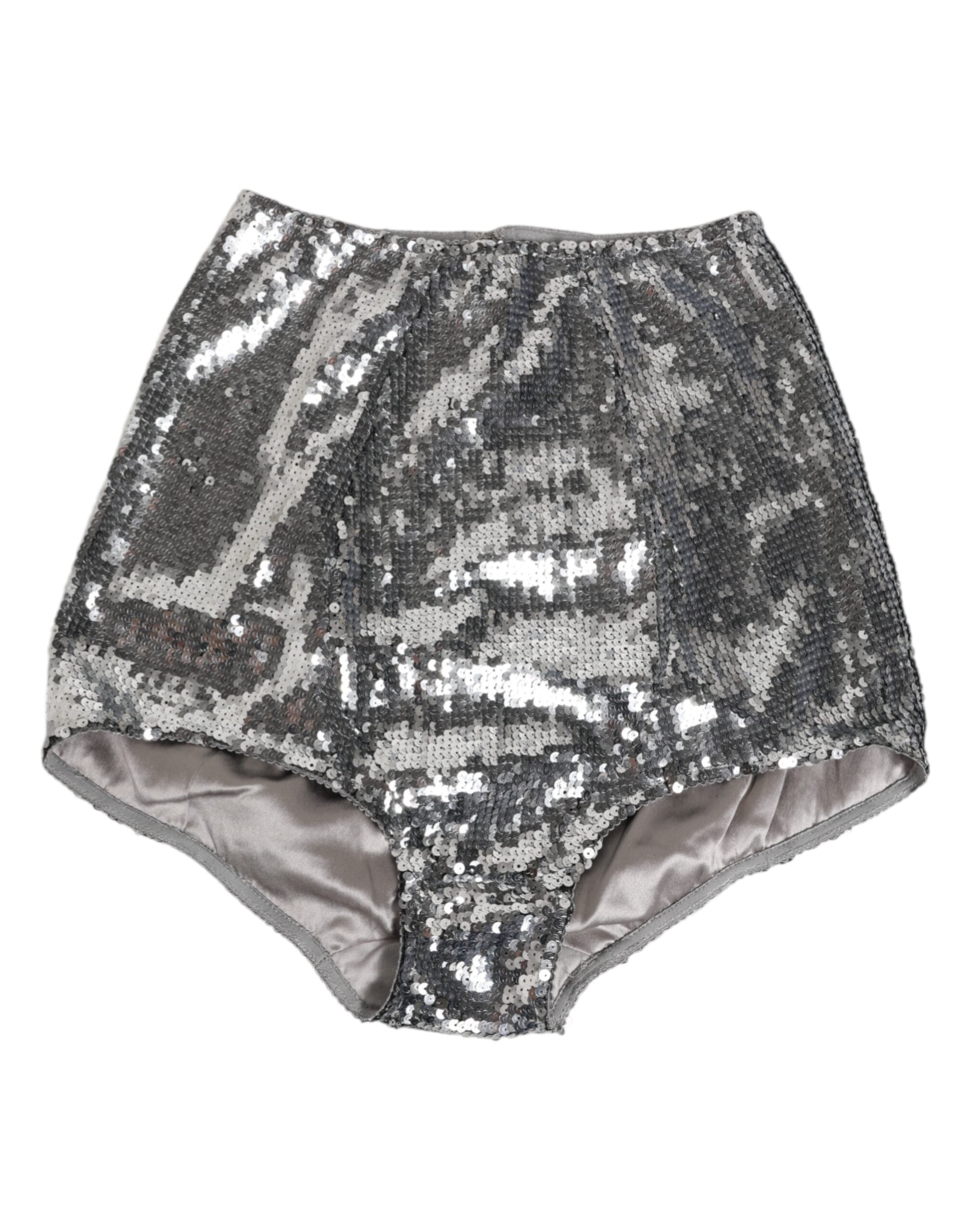 Silver Sequined Slip Briefs — Silver