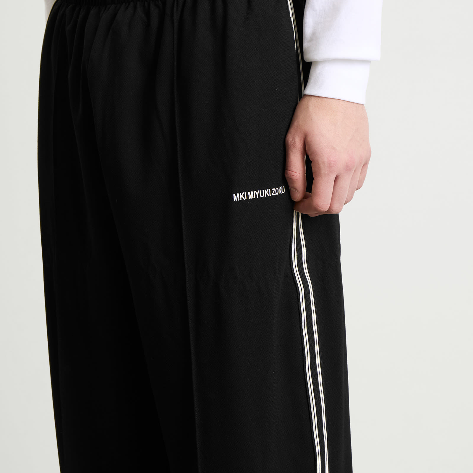 Men's Wide Fit Poly Track Pants Black