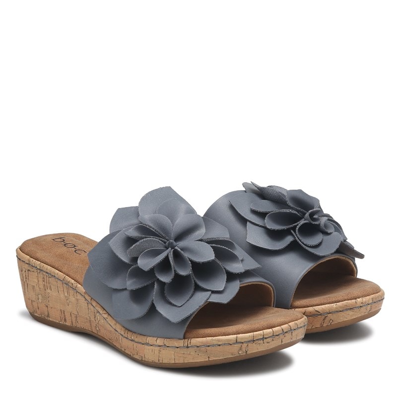 B. O.C. Women's Stephanie Flower Wedge Sandals (Blue)