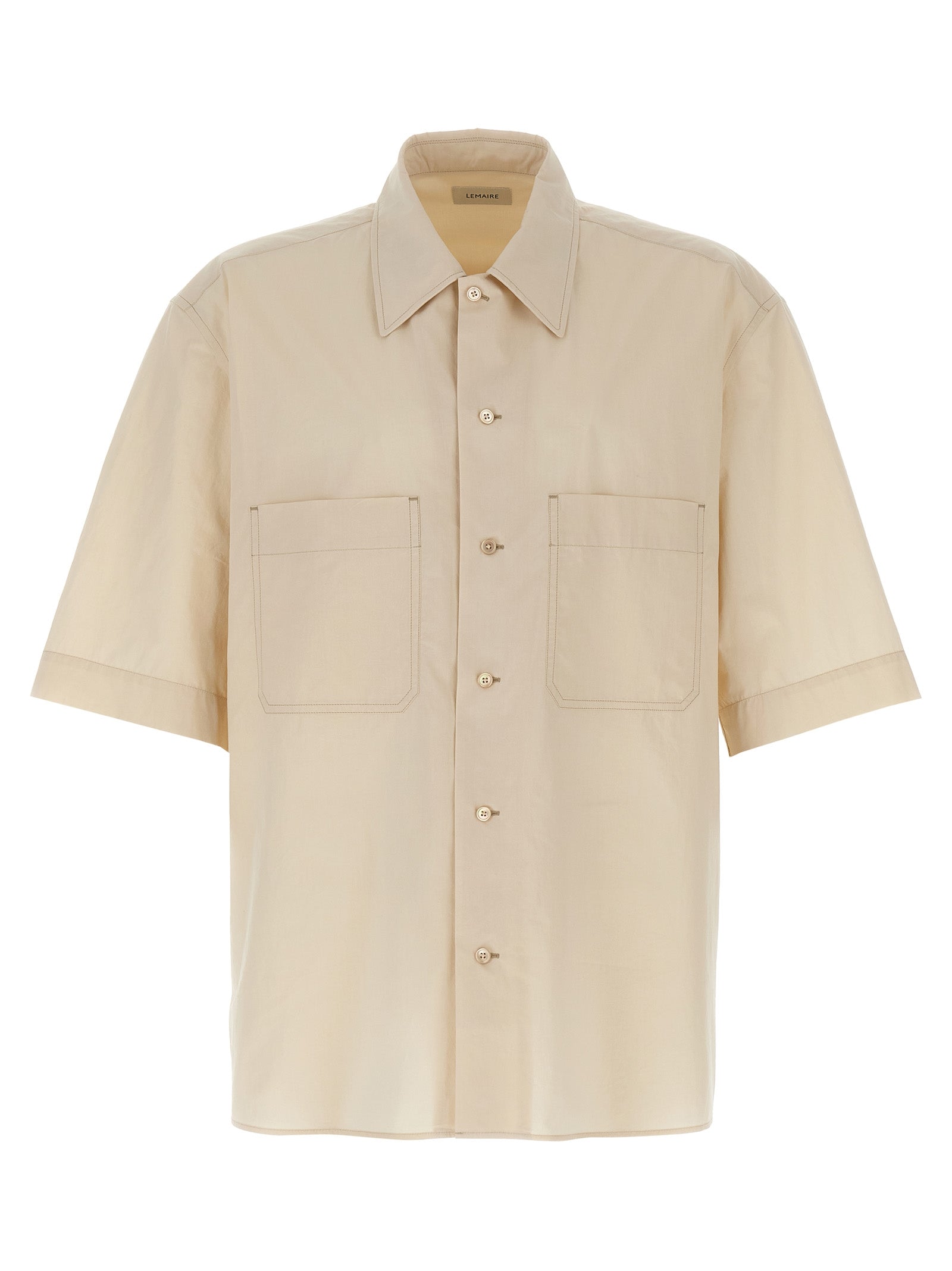 Cotton Poplin Shirt — Beige