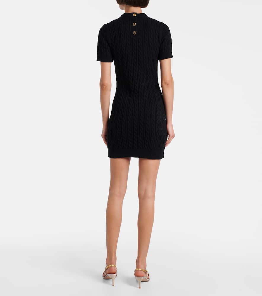 Cable-knit wool and cashmere minidress