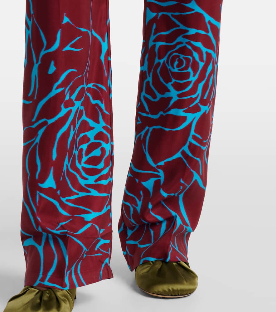 Floral jersey straight pants