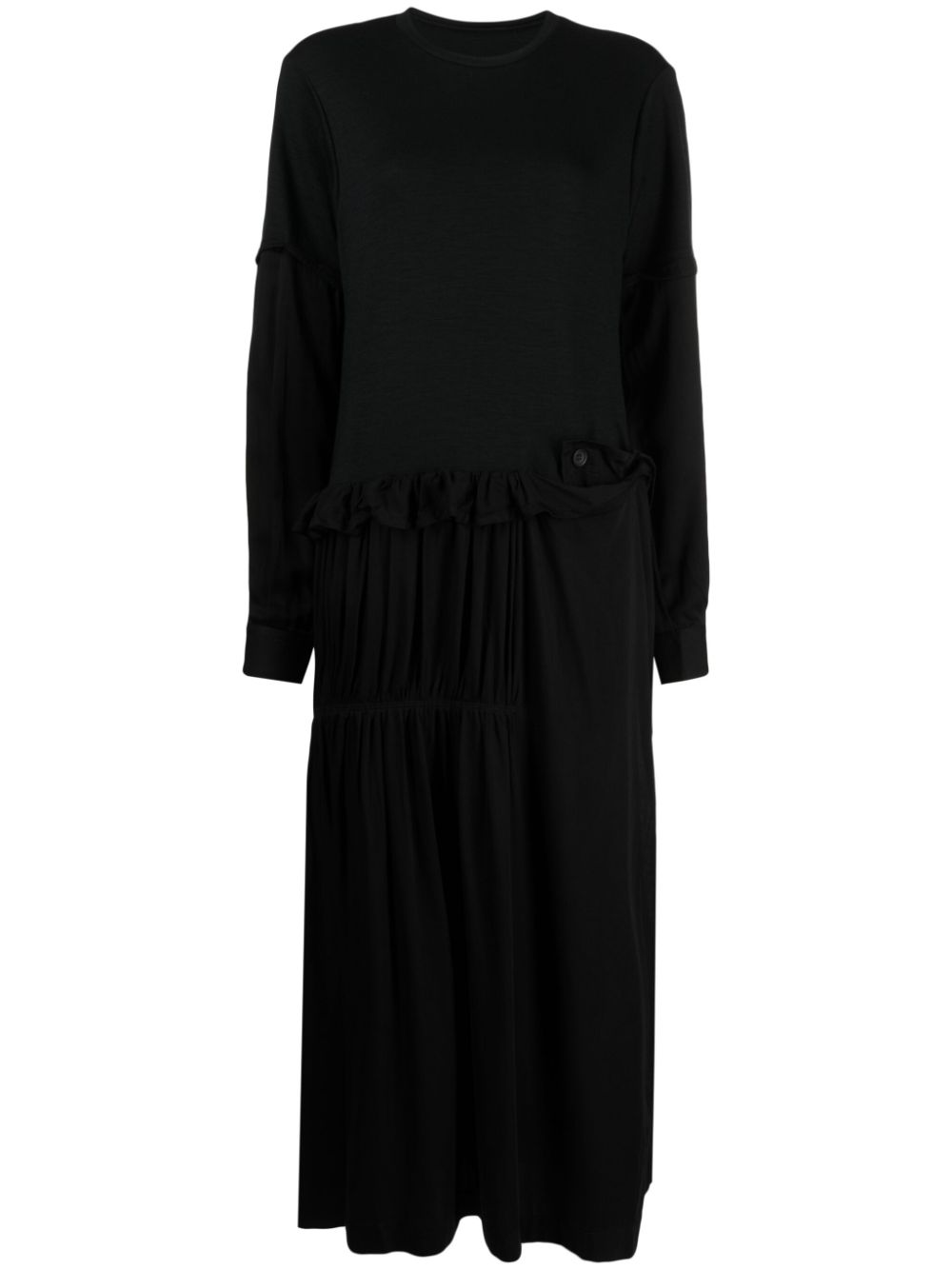 Panelled tiered maxi dress - Black