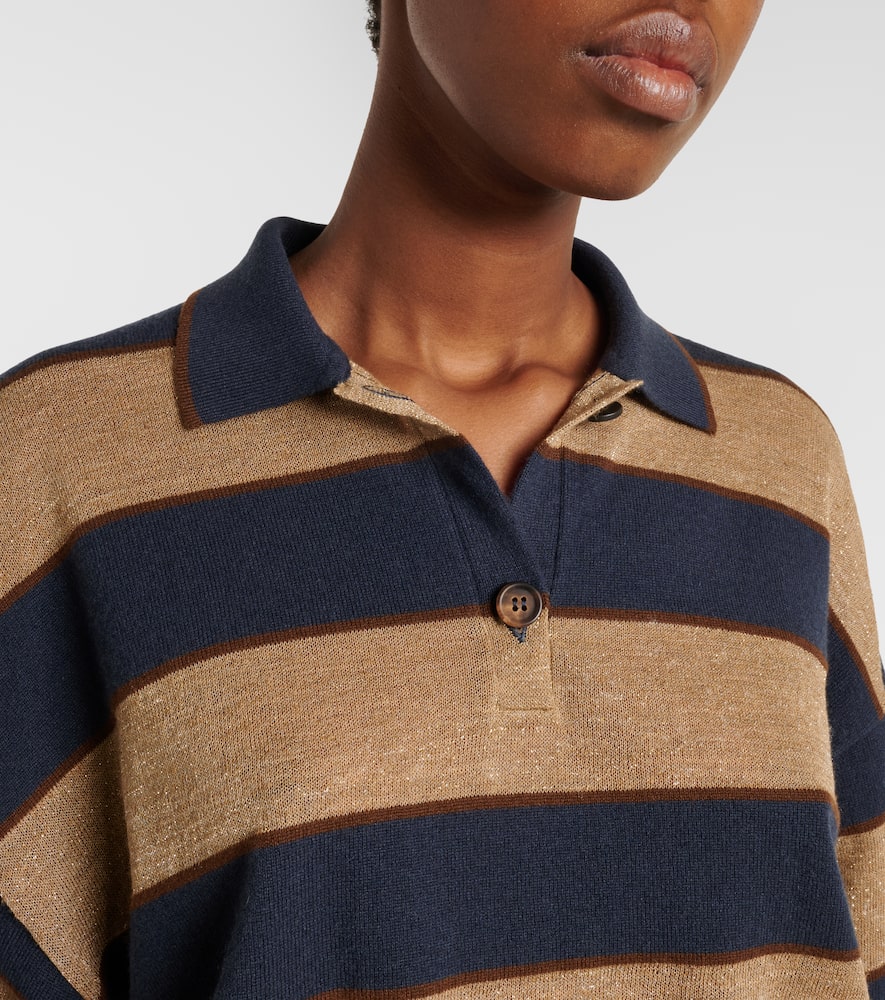 Wool, cashmere, and silk polo sweater