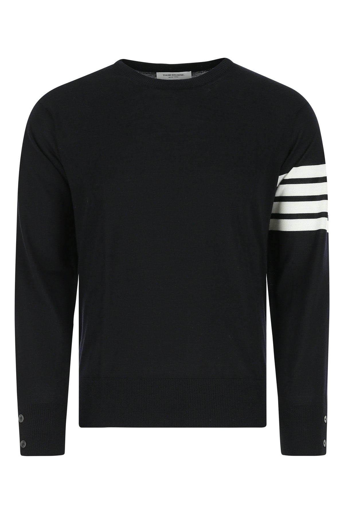 Striped Virgin Wool Sweater — Black