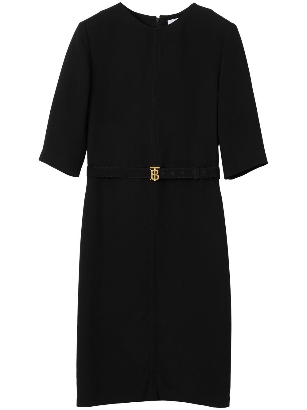 Monogram-belt midi dress - Black