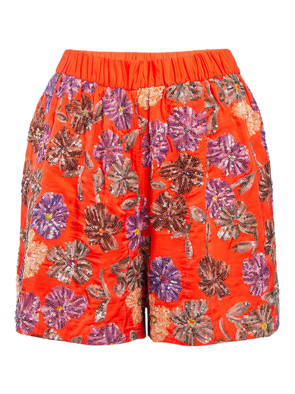 Pre-owned Izul sequin-embellished floral shorts - Orange