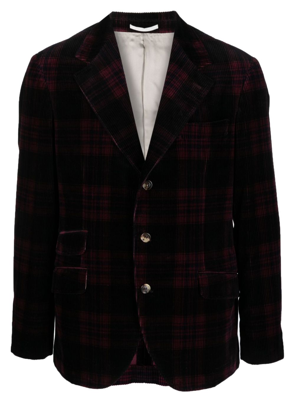 Prince of Wales check corduroy blazer - Red