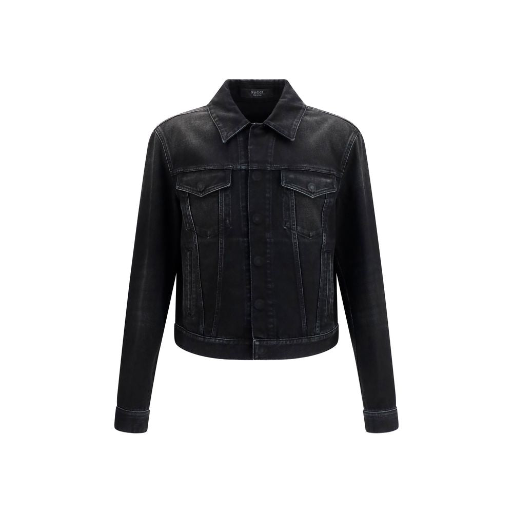 GG Jacquard Cotton Denim Jacket — Black