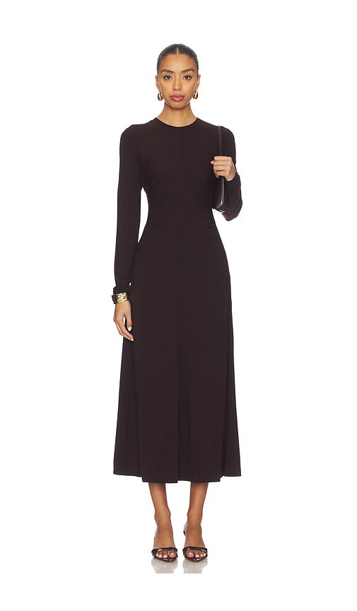 Vince Curved Seam Rouched Dress in Purple. Größe XS. Also in L, M