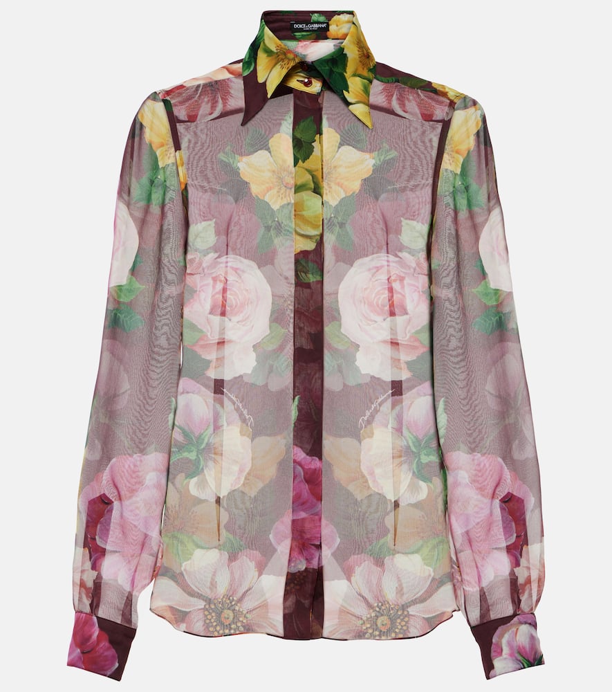Printed silk chiffon blouse