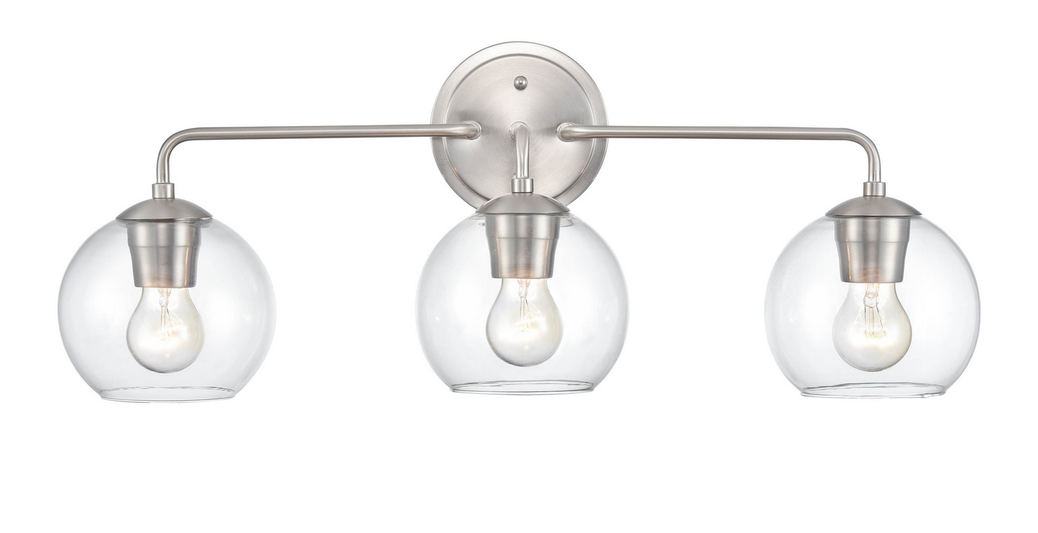 Brushed Nickel Three Light Vanity from the Collection
