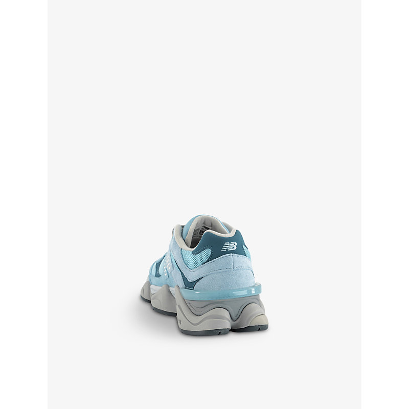 Mens Chrome Blue 9060 Brand-patch Leather and Mesh Low-top Trainers