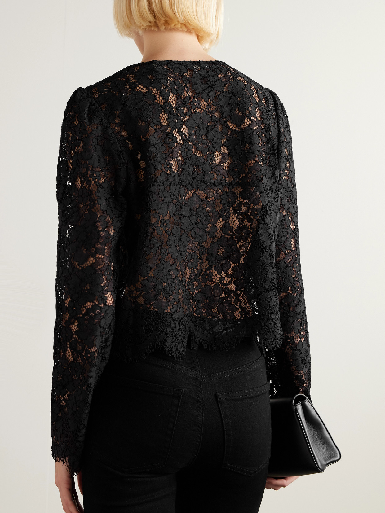 Organic Cotton-blend Lace Blouse - Black