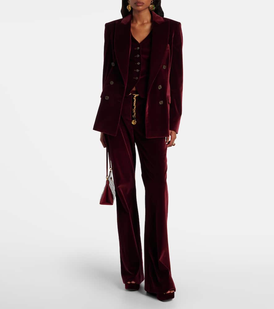 Mid-rise cotton velvet flared pants