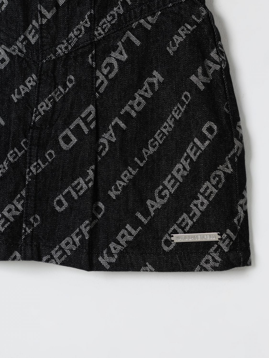 Logo-jacquard denim skirt - Grey
