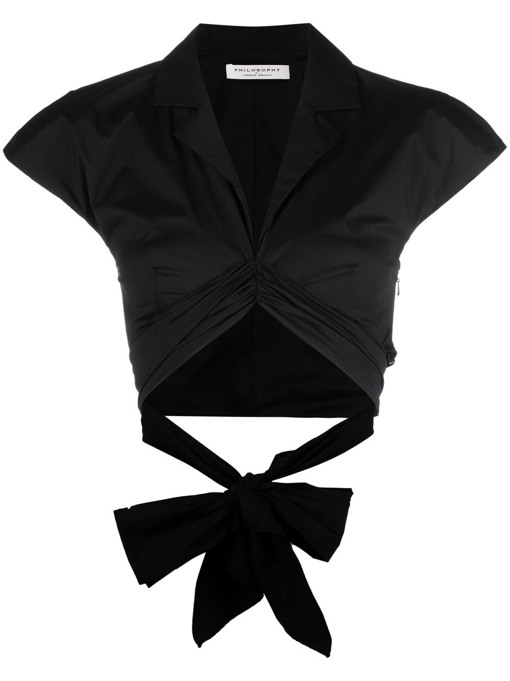 Cropped taffeta blouse - Black