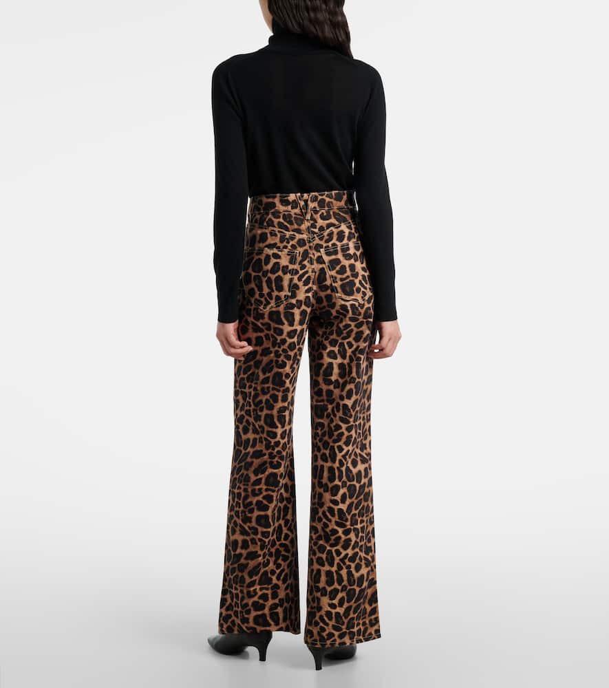 Leopard-print high-rise wide-leg pants