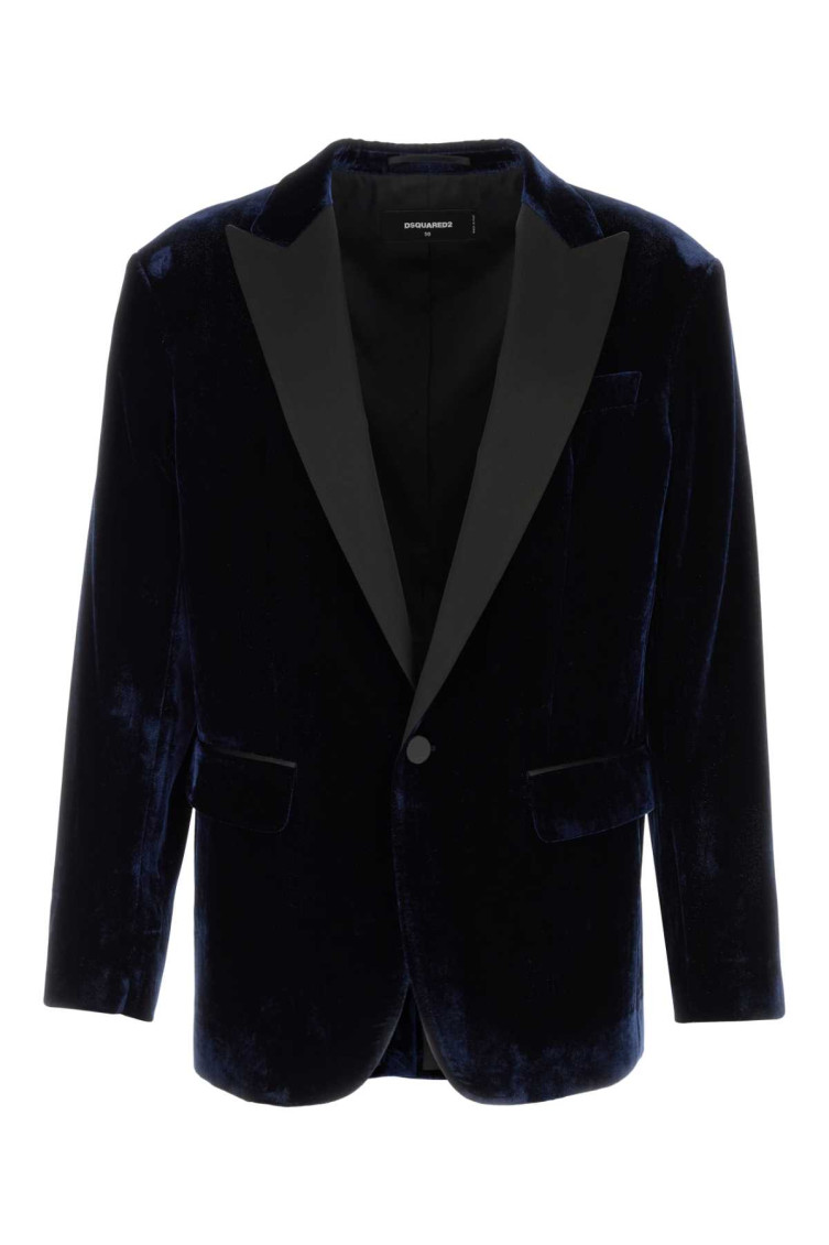 Midnight Blue Velvet Blazer