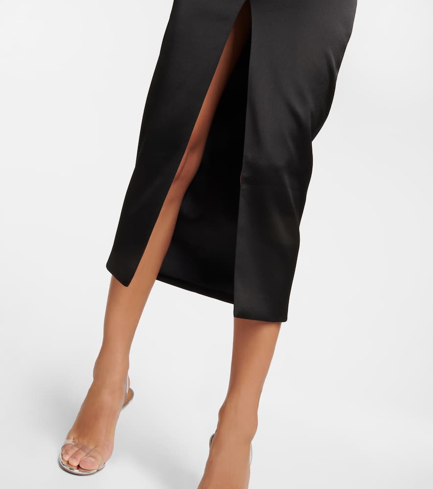 Off-shoulder satin midi dress
